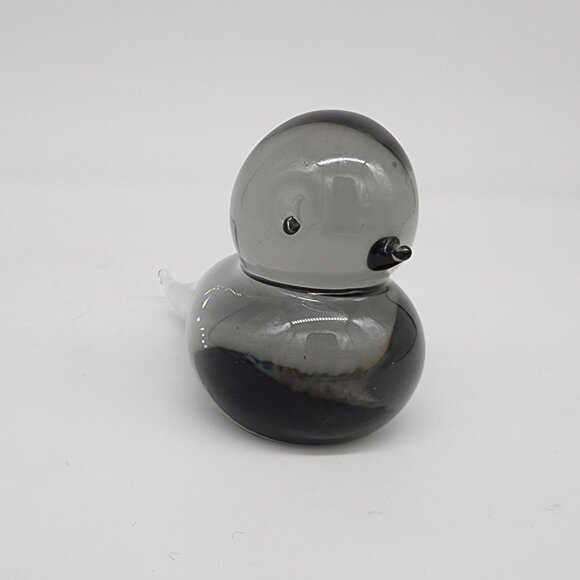 Swedish Art Glass Bird Figure Reijmyure Glasbruk Smokey Gray VTG 2.75" - Picture 6 of 9